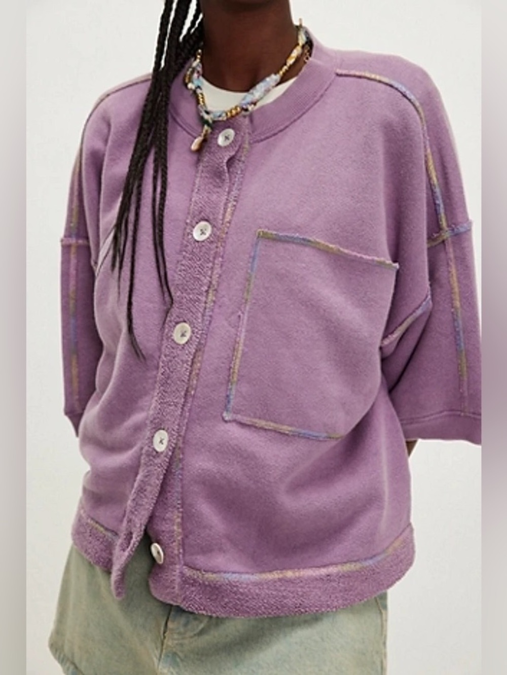 Free People Matilda Sweatshirt/Cardigan - Powdered Violet